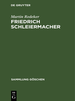 cover image of Friedrich Schleiermacher